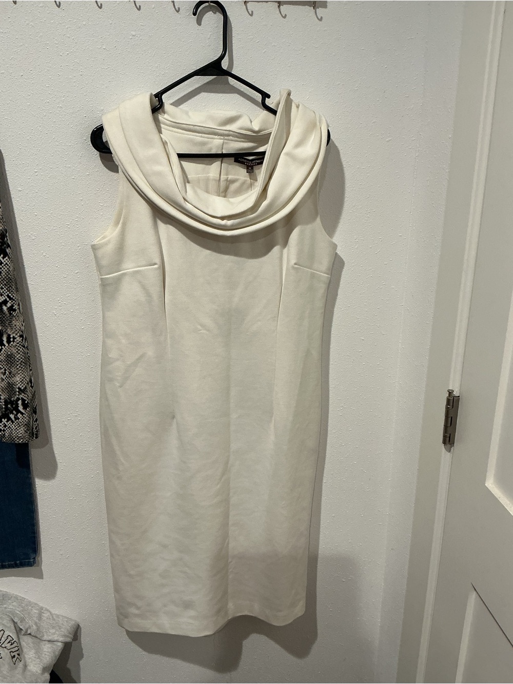 Adrienne Vittadini Cream Cowl Neck Midi Dress